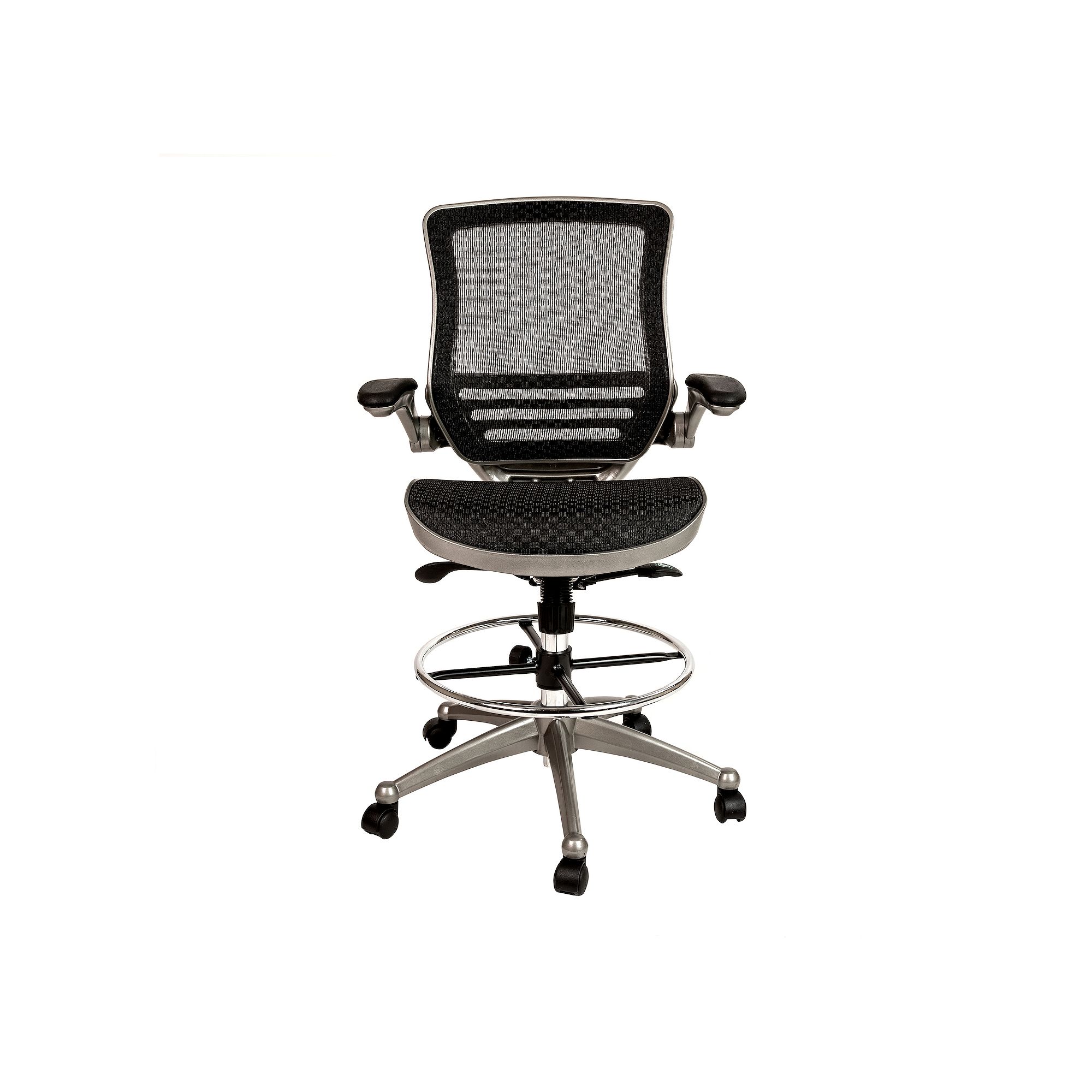 Flash Furniture Mid-Back Mesh Drafting Office Chair, Black Gray