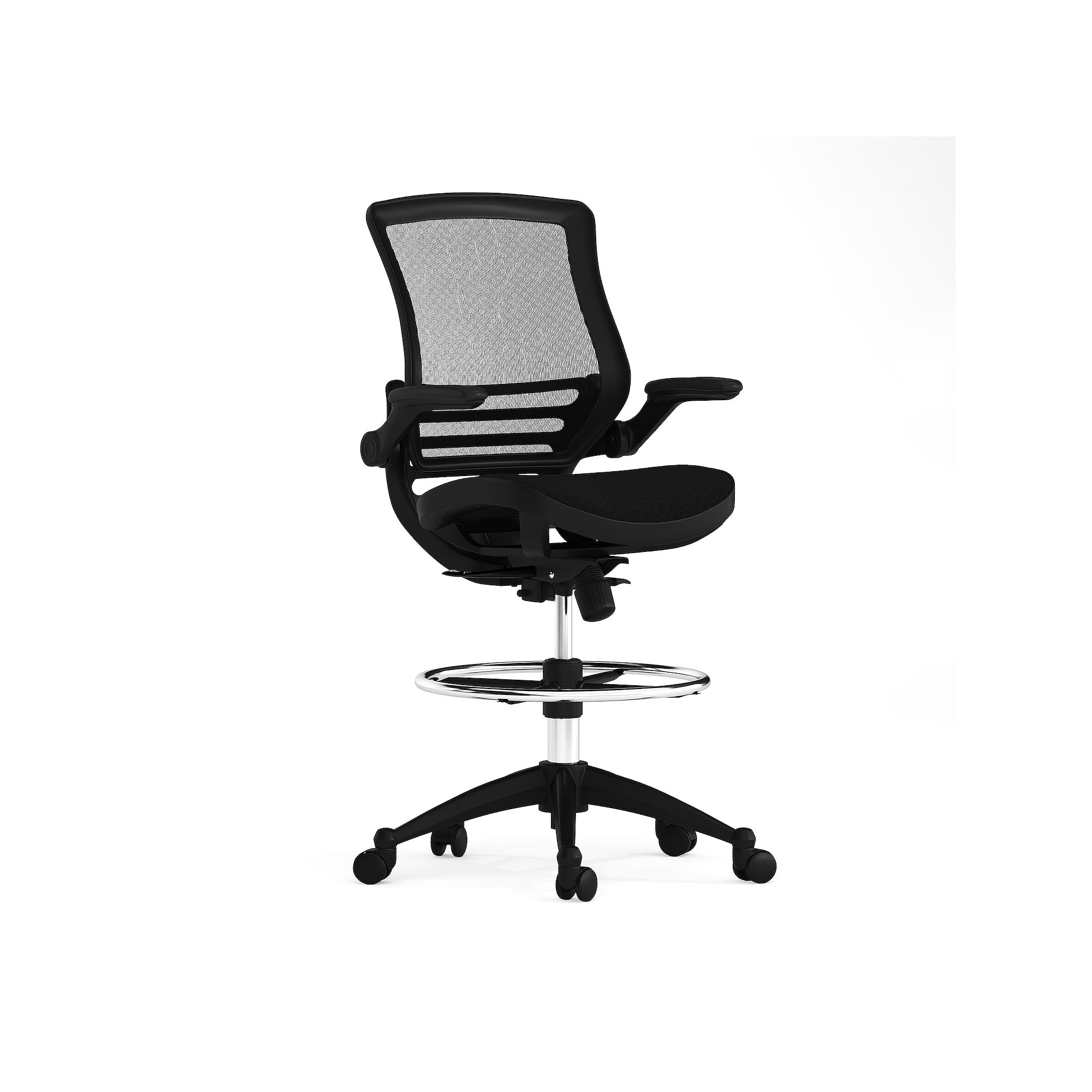 Flash Furniture Mid-Back Mesh Drafting Office Chair, Black Mesh