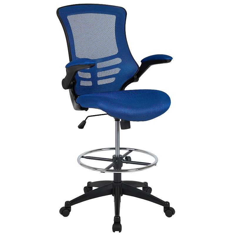Flash Furniture Mid-Back Mesh Ergonomic Drafting Office Chair, Blue