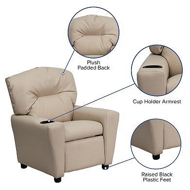 Kids Flash Furniture Contemporary Cup Holder Recliner Arm Chair