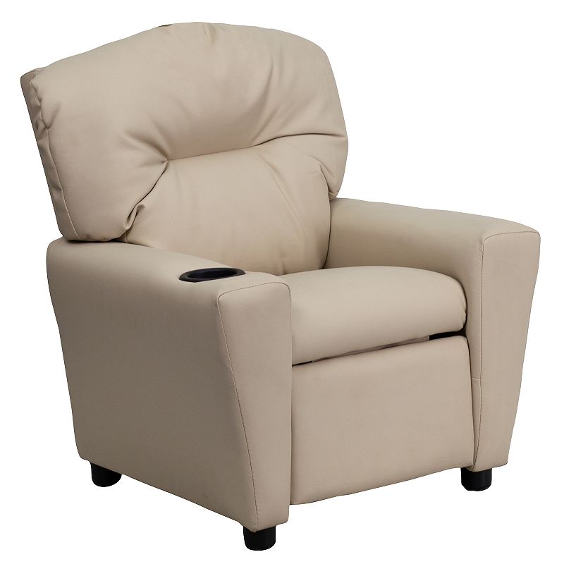Kids Flash Furniture Contemporary Cup Holder Recliner Arm Chair, Beig/Green