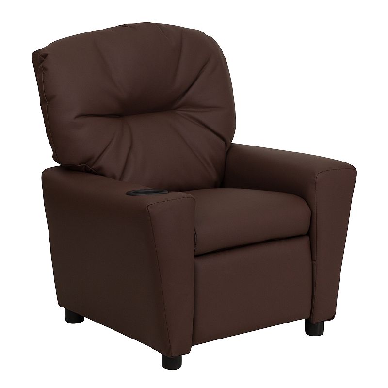 Kids Flash Furniture Contemporary Cup Holder Recliner Arm Chair, Brown