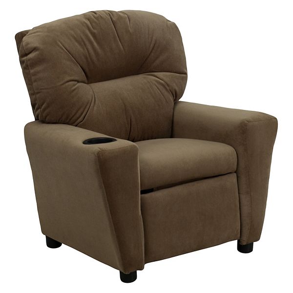 Kids Flash Furniture Contemporary Cup Holder Recliner Arm Chair - Brown Microfiber