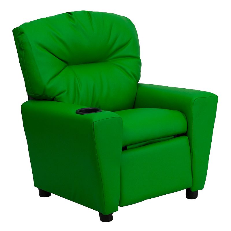 Kids Flash Furniture Contemporary Cup Holder Recliner Arm Chair, Green