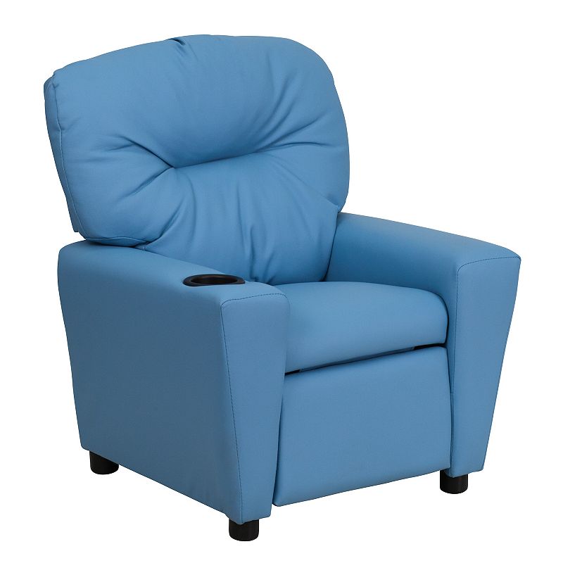 Kids Flash Furniture Contemporary Cup Holder Recliner Arm Chair, Blue