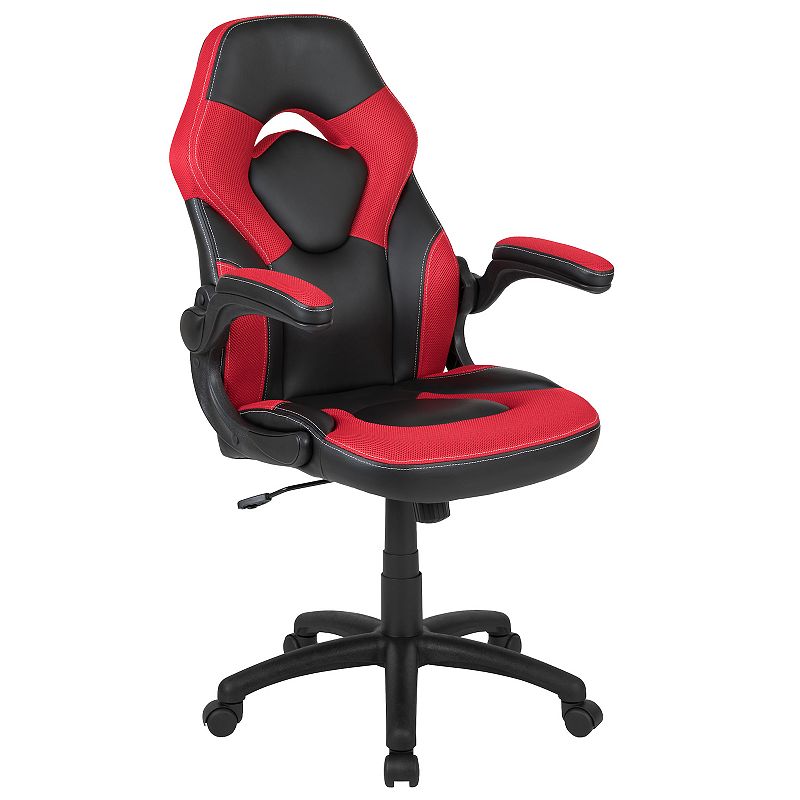 Flash Furniture X10 Gaming Chair Racing Office Ergonomic Computer PC Adjustable Swivel Chair with Flip-up Arms  Red/Black LeatherSoft