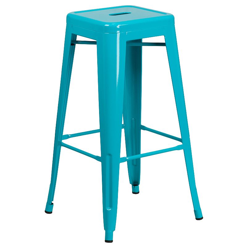 Flash Furniture Commercial Grade Backless Indoor / Outdoor Bar Stool, Blue