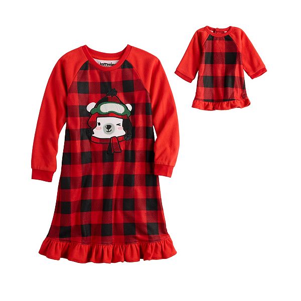 Toddler Girl Jammies For Your Families® Beary Cool Dolly & Me Nightgown