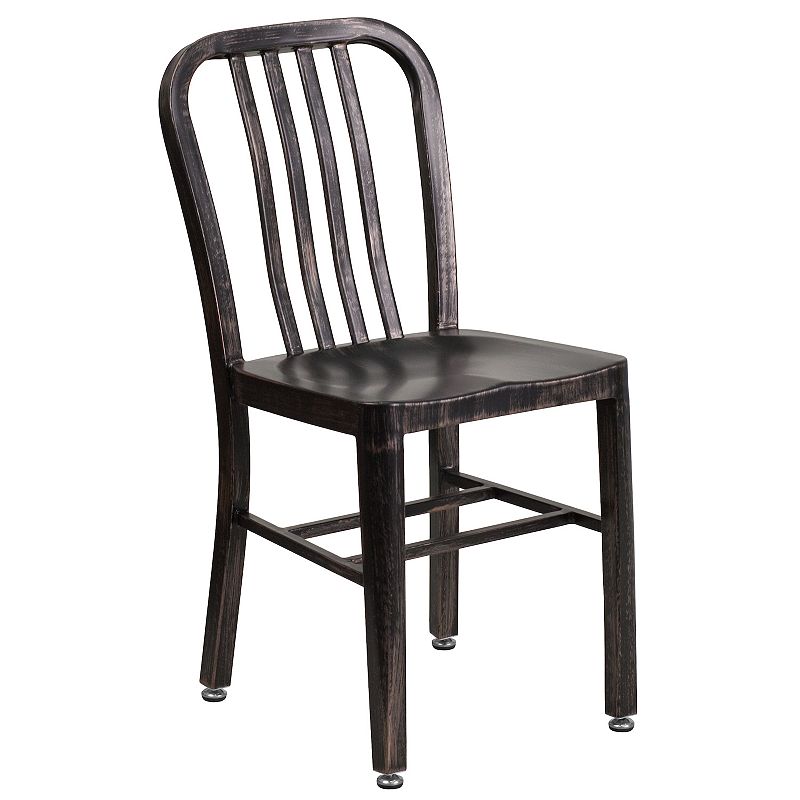 Flash Furniture Commercial Grade Black-Antique Gold Metal Indoor-Outdoor Chair