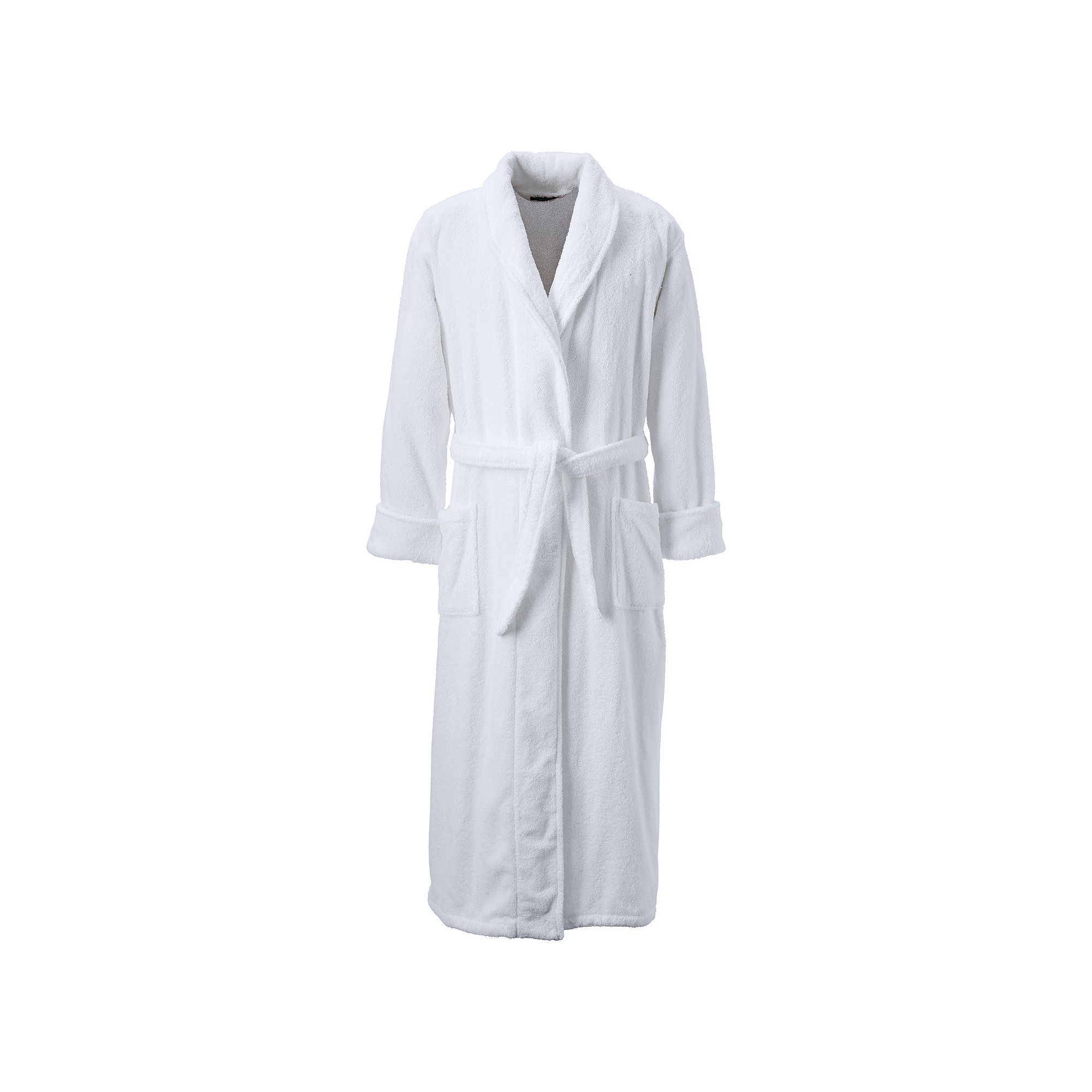 Mens Lands End Full-Length Turkish Terry Robe, Size: Medium, White