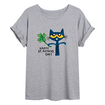 Juniors' Pete The Cat St. Patrick's Day Oversized Tee
