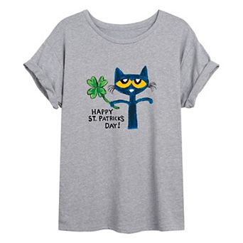 Juniors' Pete The Cat St. Patrick's Day Oversized Tee