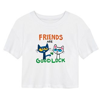 Juniors' Pete The Cat Good Luck Cropped Tee