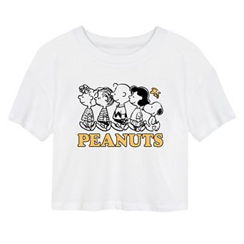 Juniors' Peanuts Group Graphic Cropped Tee