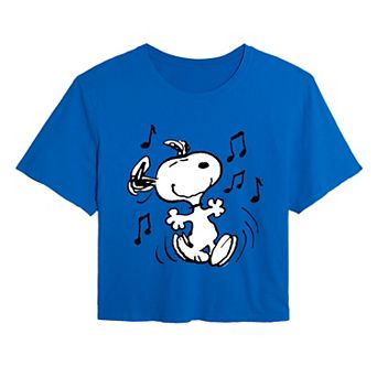Juniors' Peanuts Dancing Graphic Cropped Tee