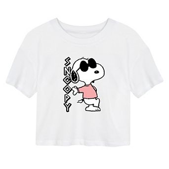 Juniors' Peanuts Snoopy Cool Graphic Cropped Tee