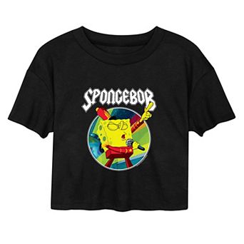 Juniors' SpongeBob SquarePants Rock Show Graphic Cropped Tee