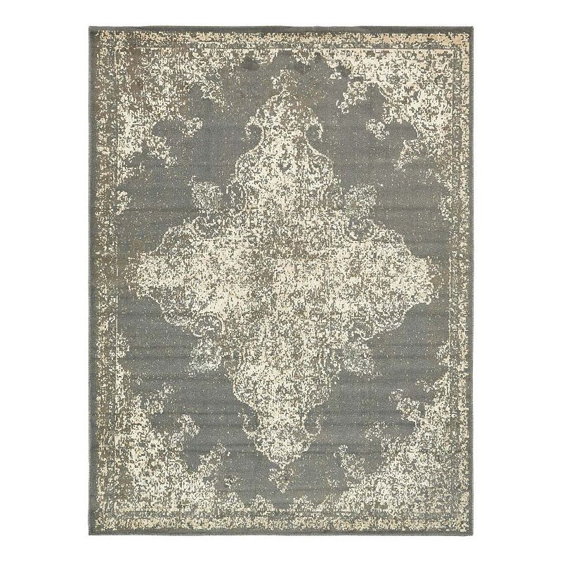 Unique Loom Medallion Tuareg Rug, Grey, 8Ft Sq