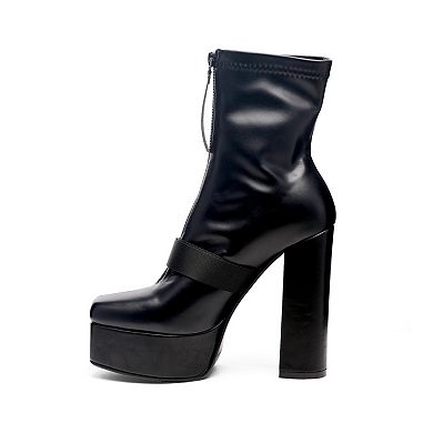 London Rag Boomer Women's Block Heel Ankle Boots
