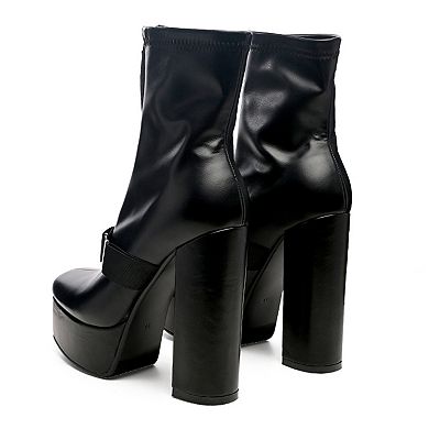 London Rag Boomer Women's Block Heel Ankle Boots