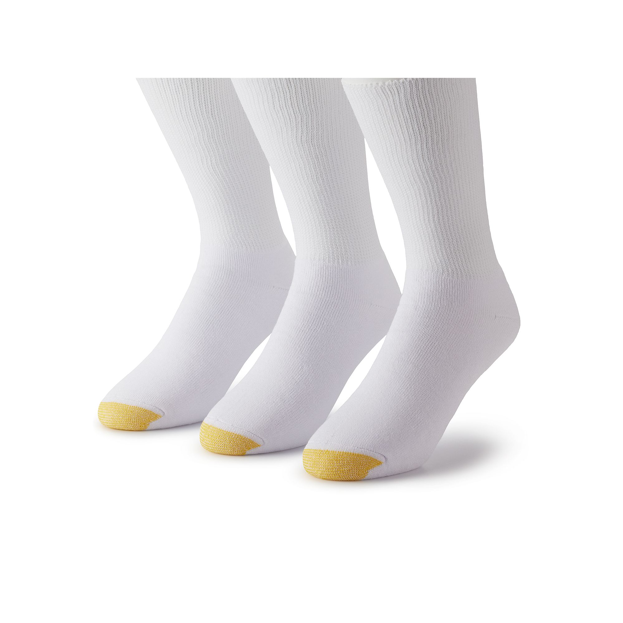 Mens GOLDTOE® 3-pack Non-Binding Crew Socks, Size: 6-12, White