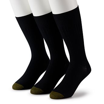 Men's GOLDTOE® 3-Pack Wellness Non-Binding Rayon Crew Socks