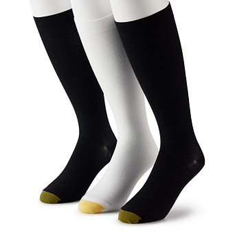 Men's GOLDTOE® 3-Pack Extended Size Mild Compression Over-the-Calf Ribbed Socks