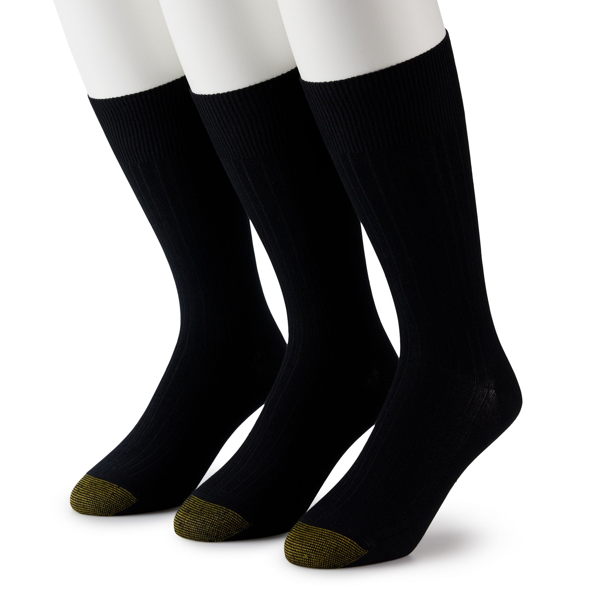Mens GOLDTOE® 3-Pack Mild Compression Over-the-Calf Ribbed Socks, Size: 6