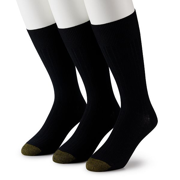 Men's GOLDTOE® 3-Pack Mild Compression OTC Ribbed Crew Socks