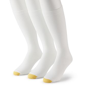 Men's GOLDTOE® 3-Pack Mild Compression Over-the-Calf Ribbed Socks