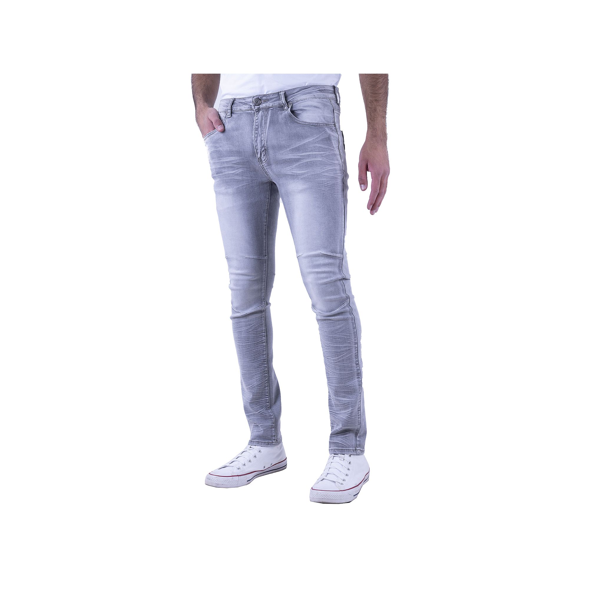 Mens Recess Slim-Fit Distressed Jeans, Size: 30X30, Grey