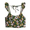 Juniors' Live To Be Spoiled Back-Tie Cropped Floral Top