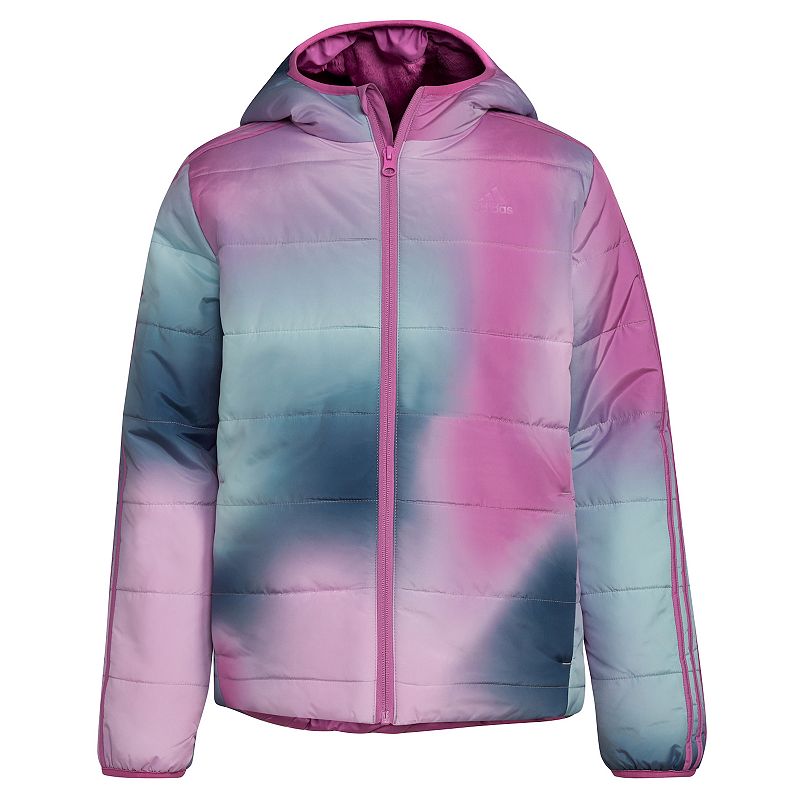 Girls 4-16 adidas Classic AOP Puffer Jacket, Girls, Size: 4-5, Drk Purple