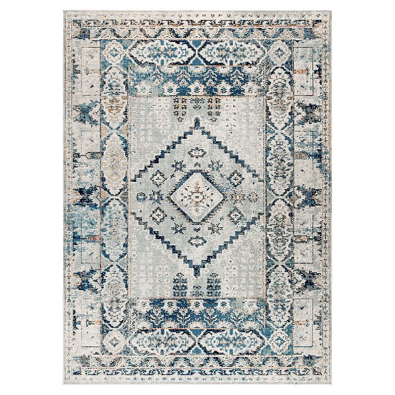 JONATHAN Y Osuna Diamond Vintage Rug, Blue, 5X8 Ft