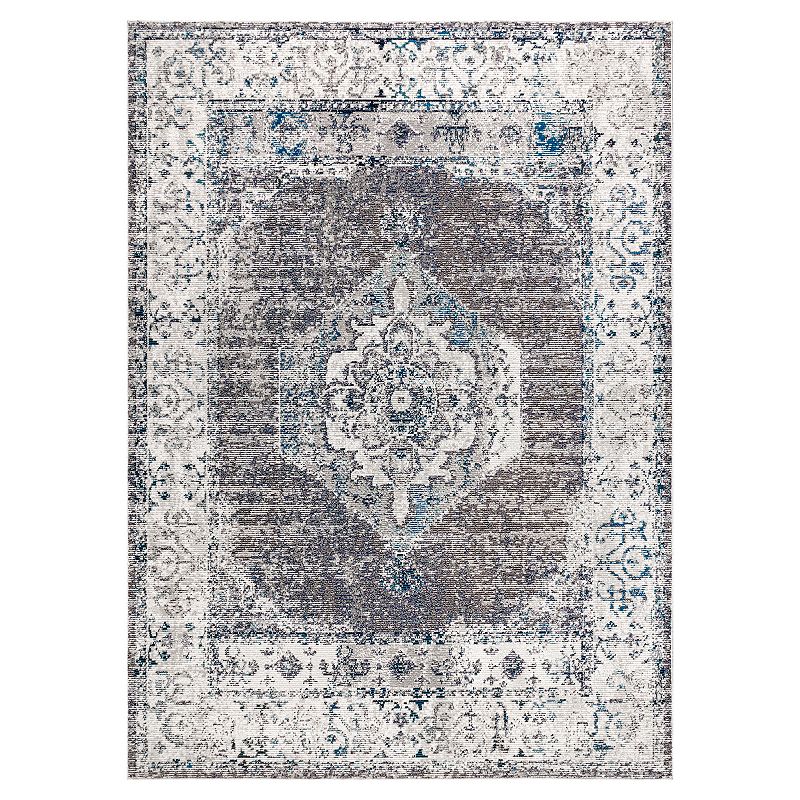 JONATHAN Y Ankara Medallion Rug, Grey, 5X8 Ft