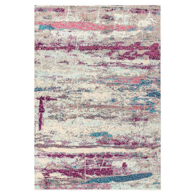 JONATHAN Y Contemporary Brushstroke Rug, Beig/Green, 8X10 Ft