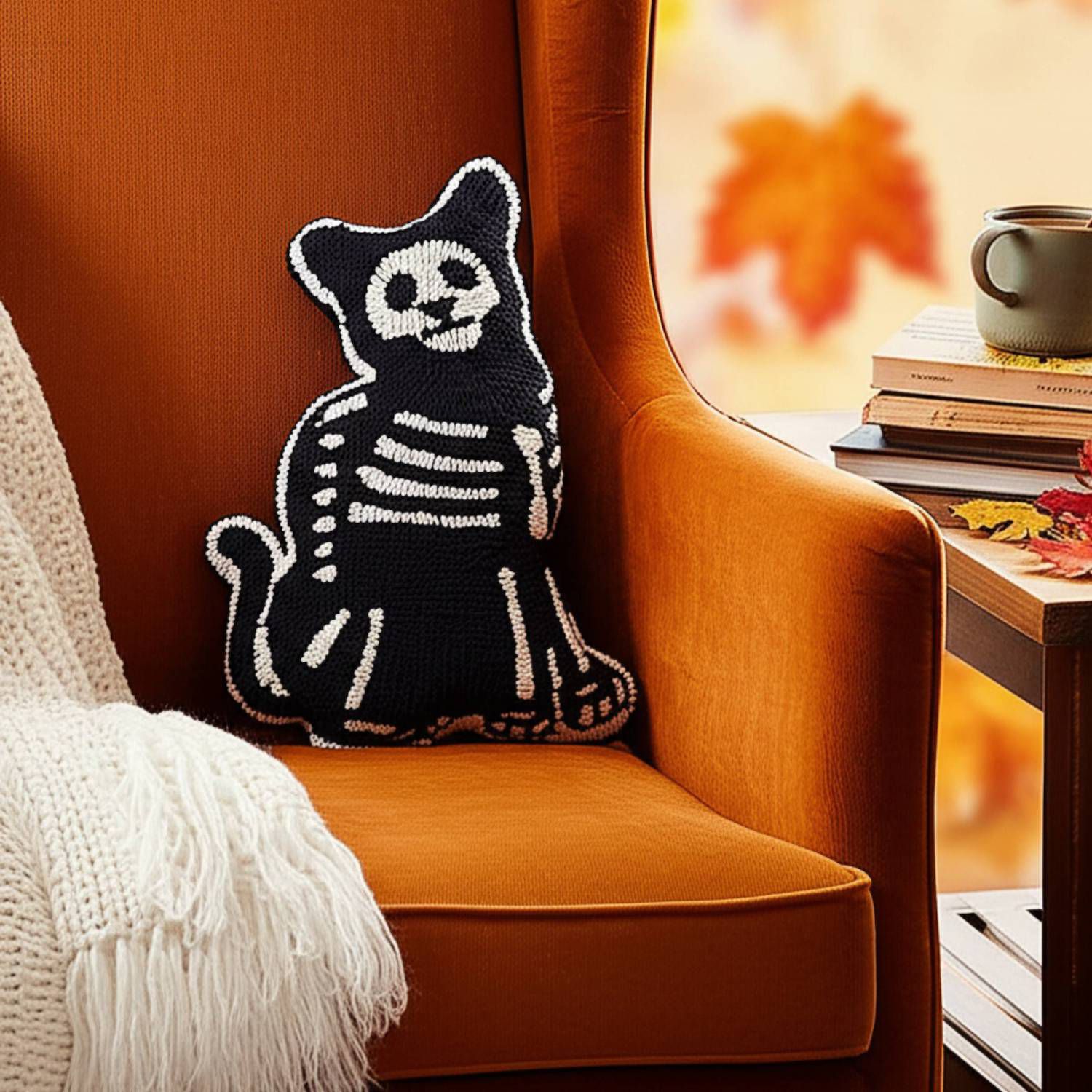 C&F Home Cat Skeleton Throw Pillow