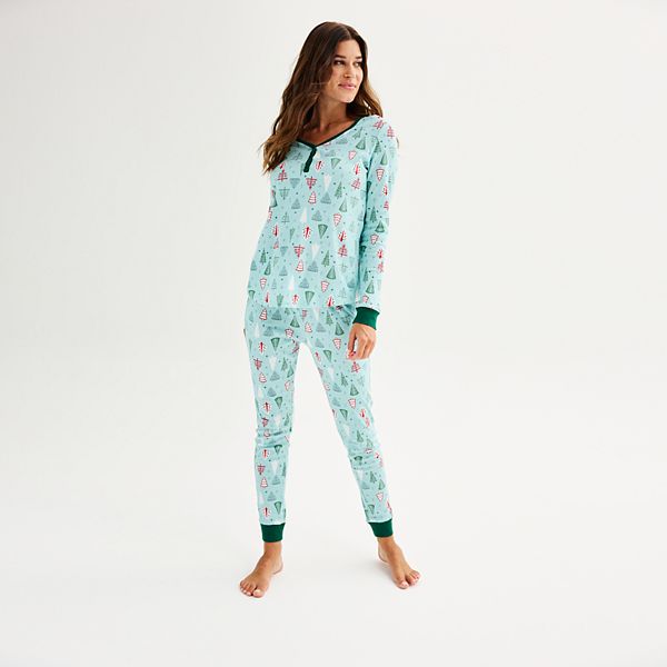 Women's LC Lauren Conrad Jammies For Your Families® Aqua Winter Tree Pajama  Set