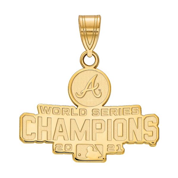 LogoArt Atlanta Braves 2021 World Series Champions Large Enamel & Sterling Silver Pendant, Women's, Grey