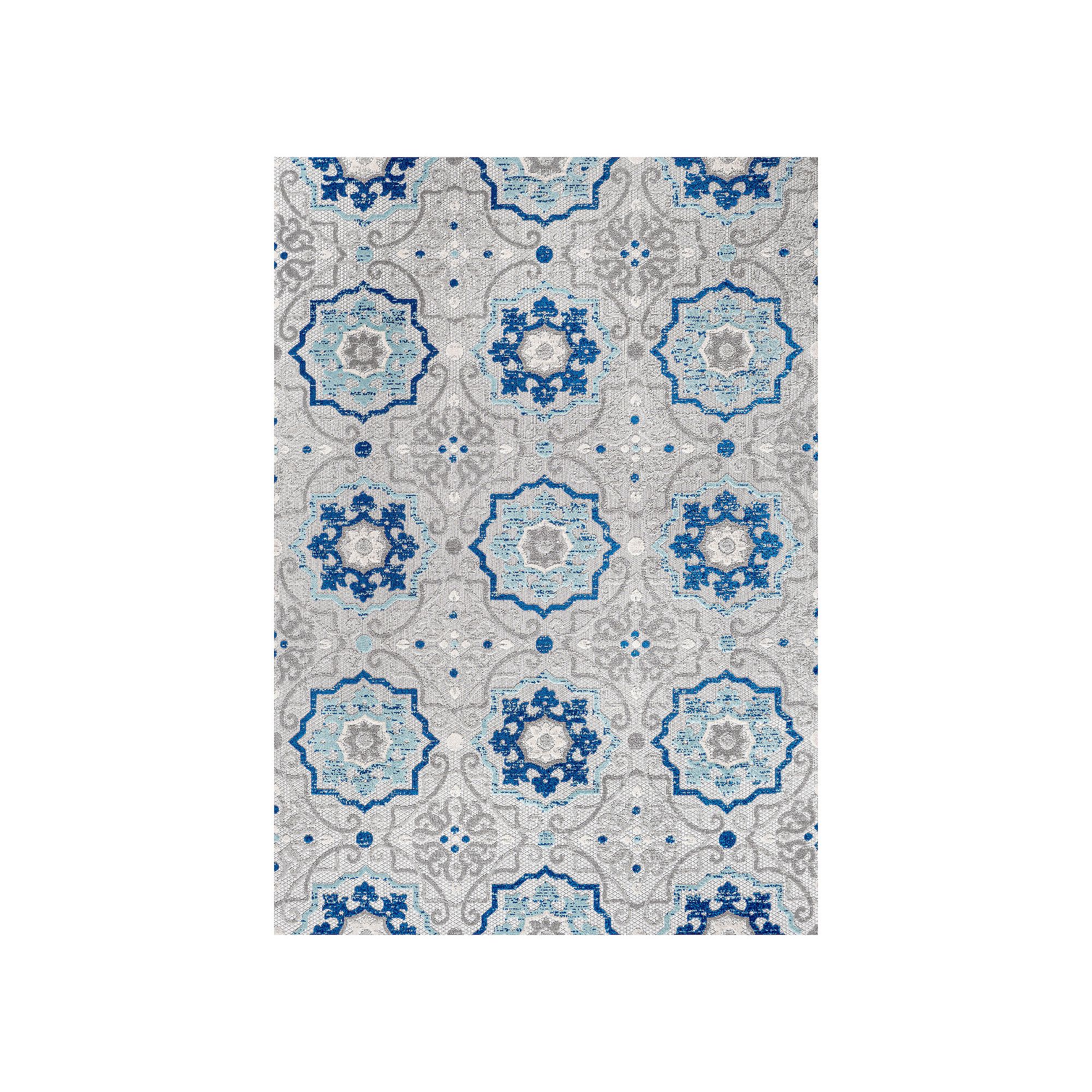 JONATHAN Y Mediterranen Medallion Rug, Blue Gray