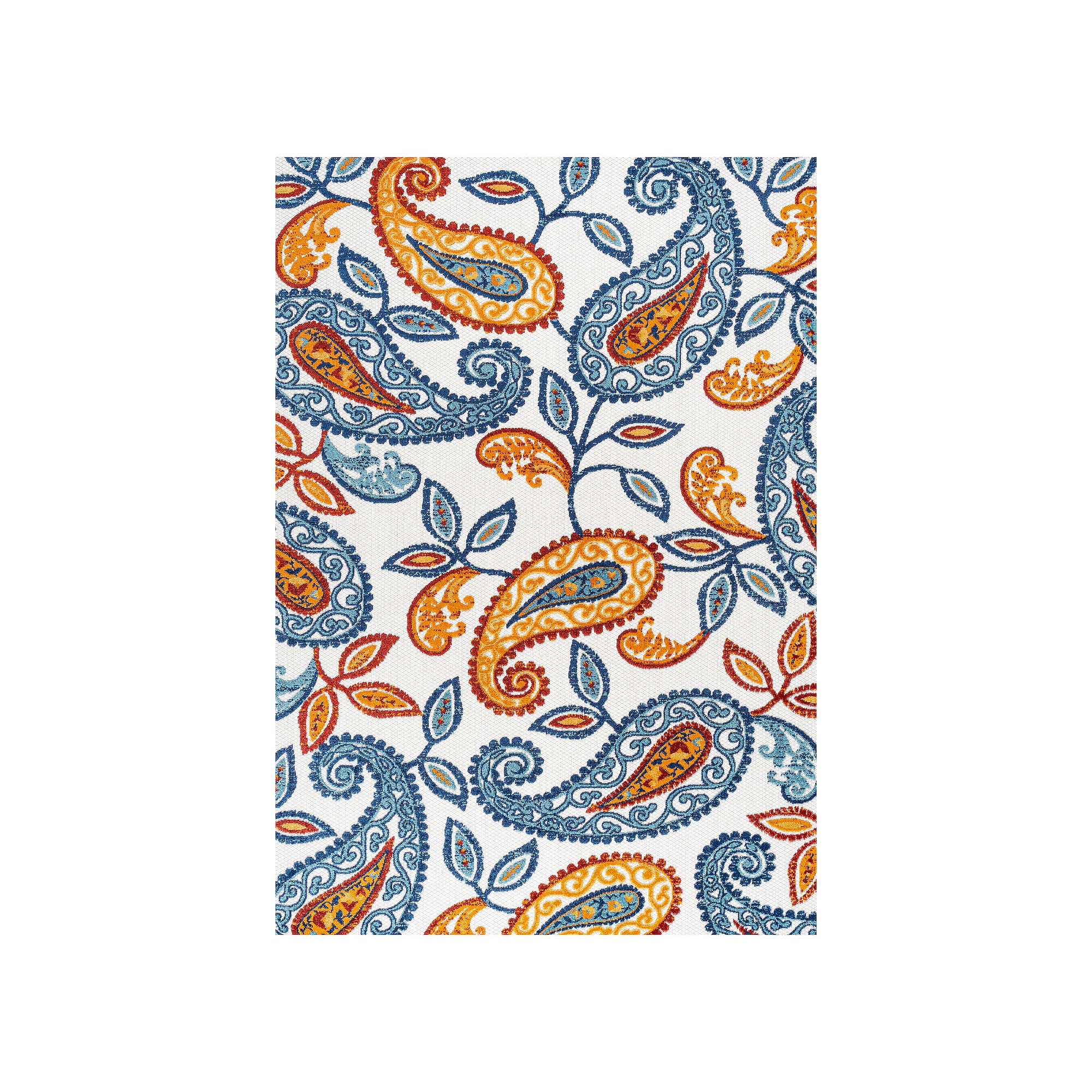 JONATHAN Y Julian Paisley Rug, Orange Blue