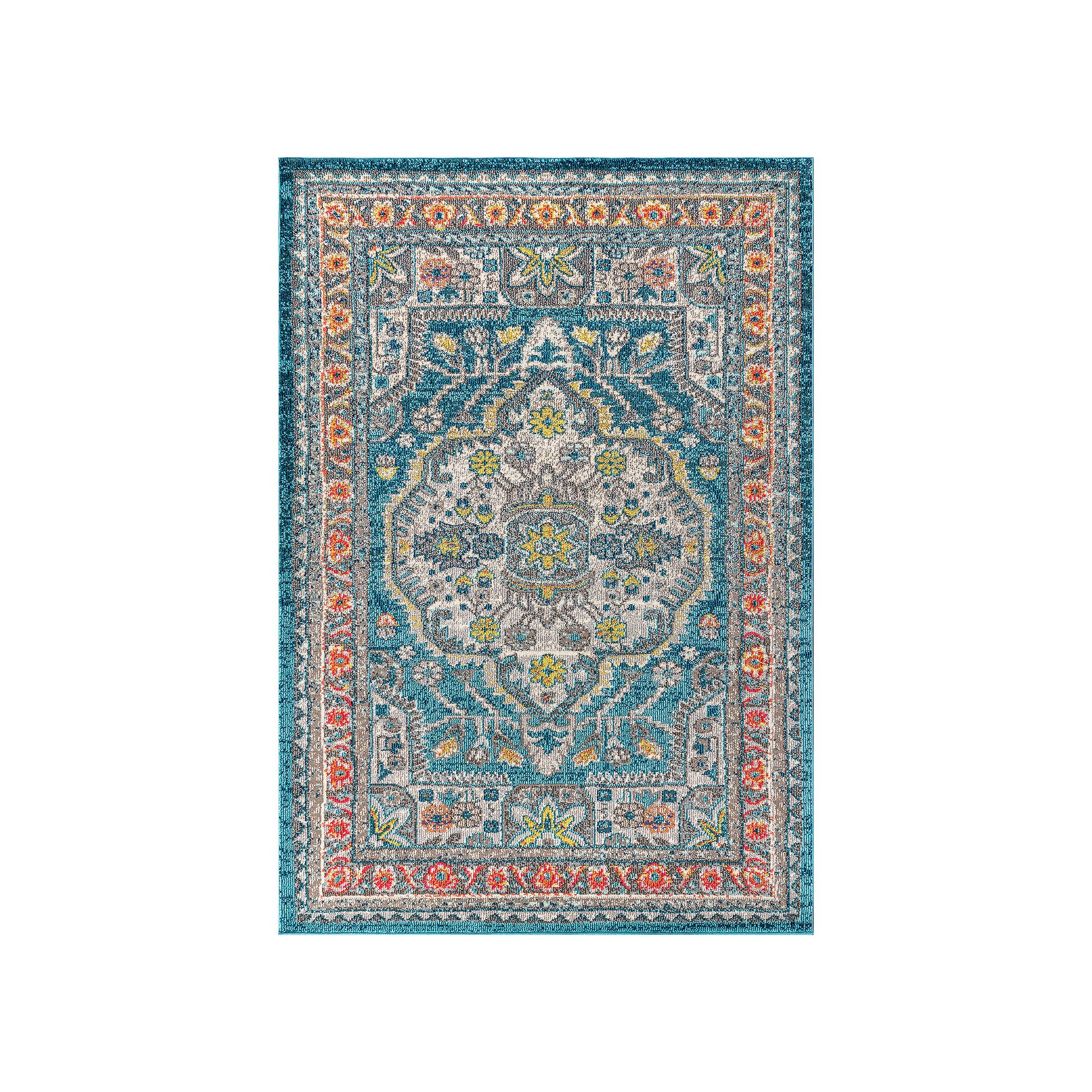 JONATHAN Y Bohemian Flair Boho Rug, Blue Yellow