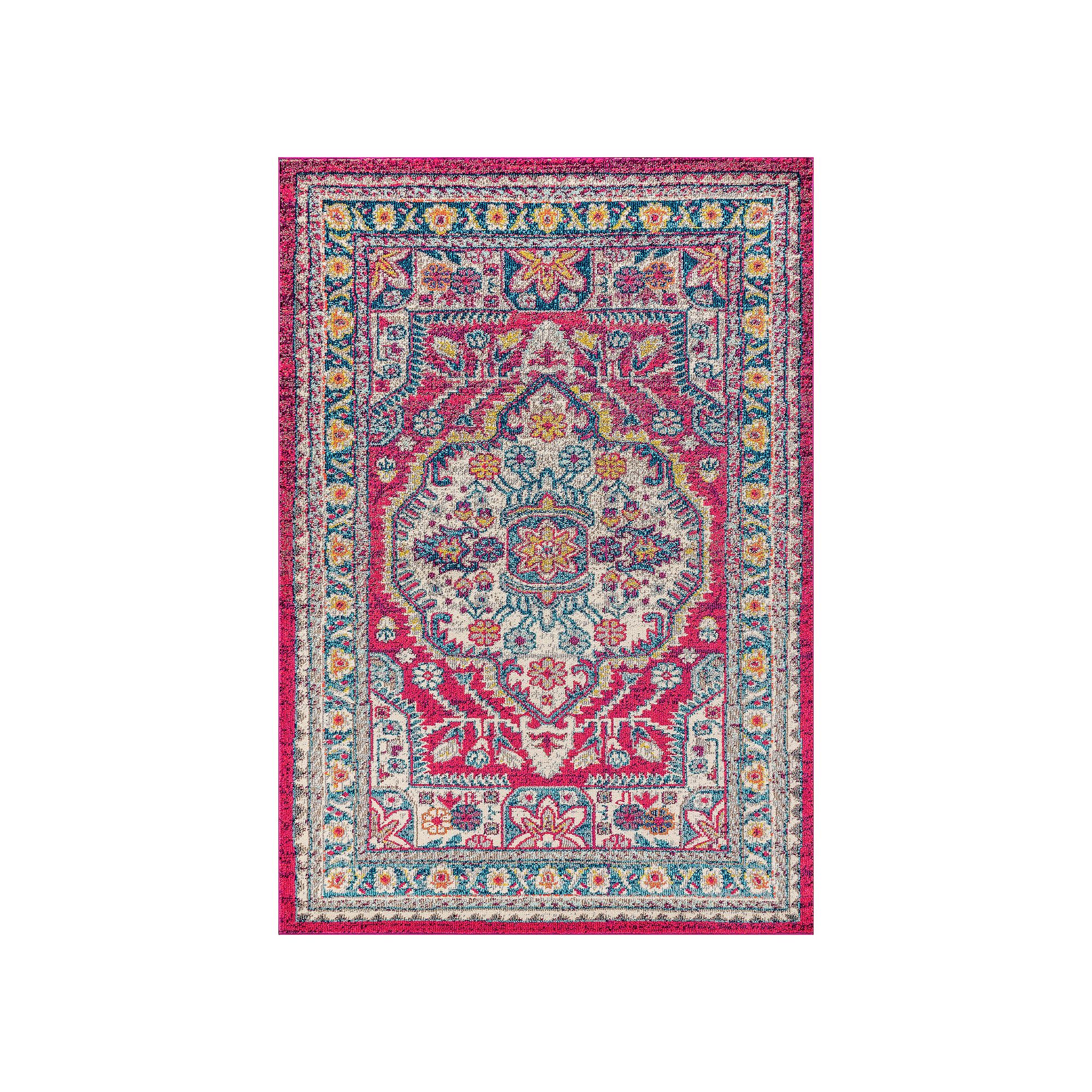 JONATHAN Y Bohemian Flair Boho Rug, Pink Ivory