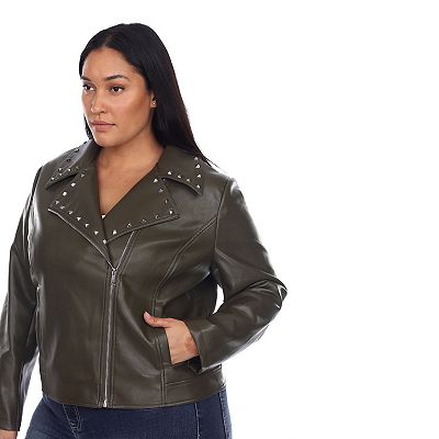 Plus size white faux leather jacket best sale