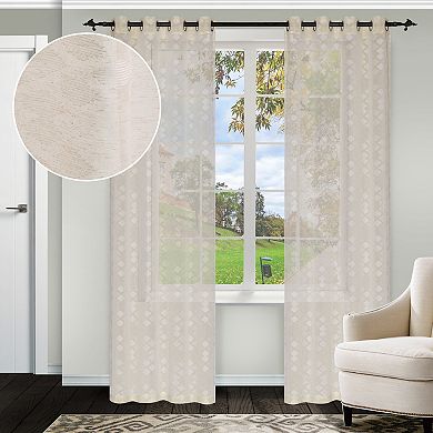 Superior Argyle Sheer Set of 2 Window Curtain Panels