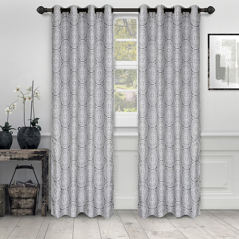 UPC 190052100114 product image for Superior Eminence Jacquard Semi-Sheer Set of 2 Window Curtain Panels, Silver | upcitemdb.com