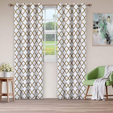 Superior Bohemian Trellis Set of 2 Printed Blackout Grommet Window Curtain Panels