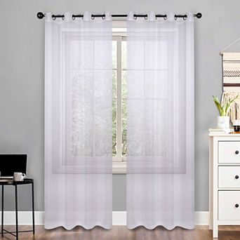 SUPERIOR Jackson Stripe Set of 2 Sheer Grommet Window Curtain Panels