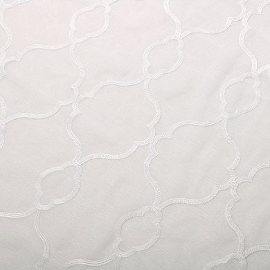 Superior Embroidered Pair of 2 Lattice Sheer Grommet Window Curtain Panels