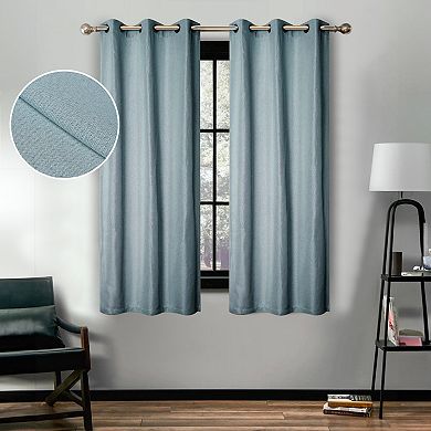 SUPERIOR Faux Linen 2-PC Room Darkening Grommet Curtain Set
